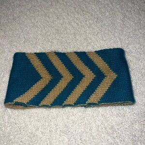 Teal and Tan Chevron Knit Headwrap